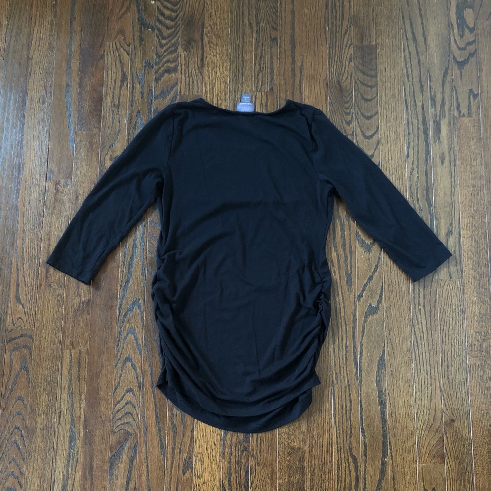 Oh Baby by Motherhood Women’s Maternity S Black 3/4 Sleeved Ruched Tunic Top - Picture 9 of 10